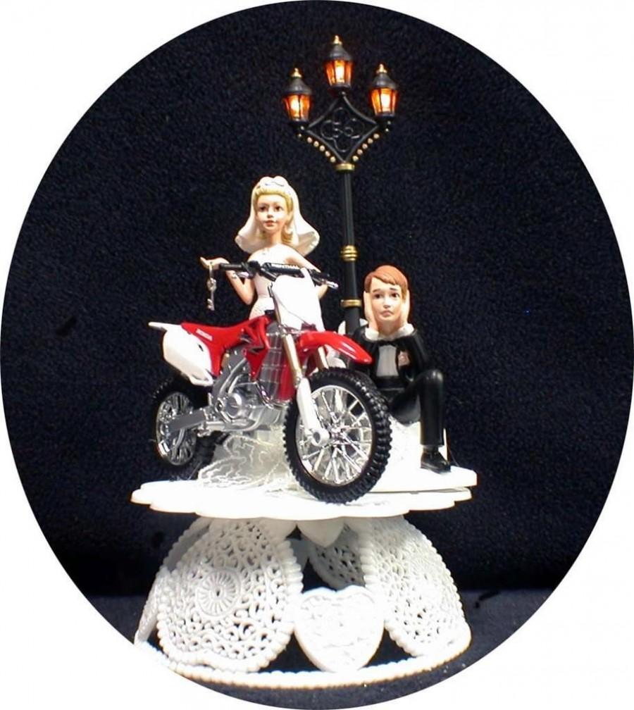 Hochzeit - SEXY HONDA Dirt Bike racing, off road, track Motorcycle  Wedding Cake topper suzuki