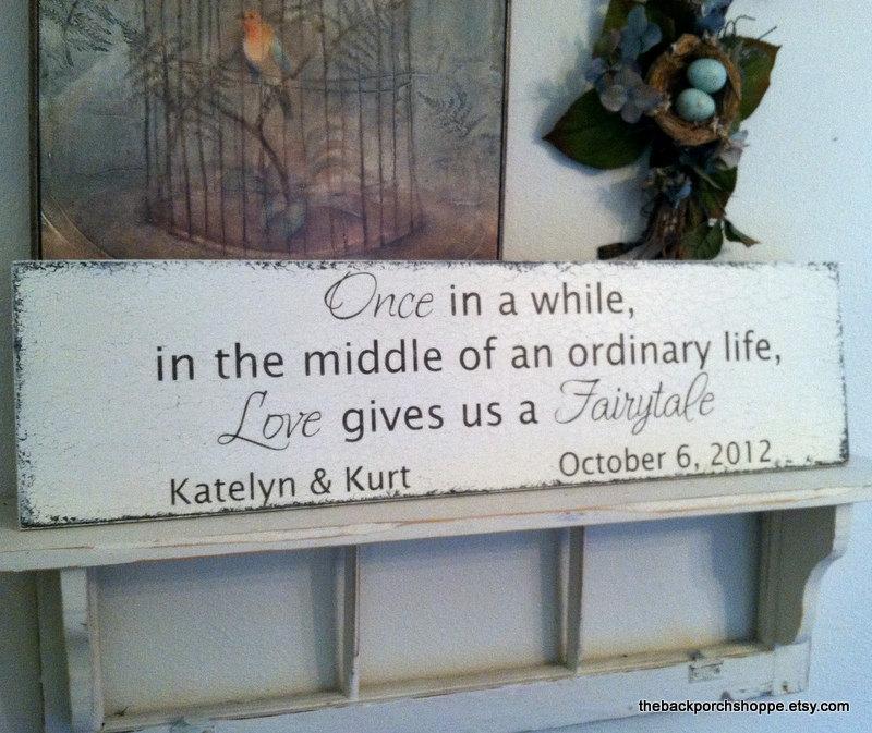 Wedding - WEDDING SIGN, Personalized Wedding Signs, Once in a while in the middle of an ordinary life Love gives us a Fairytale, 32 x 8 1/2