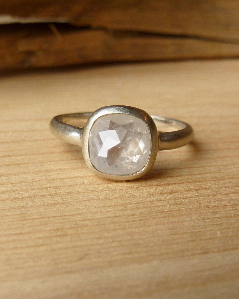 زفاف - White Cushion & Oval Rose Cut Diamond Rings - deposit