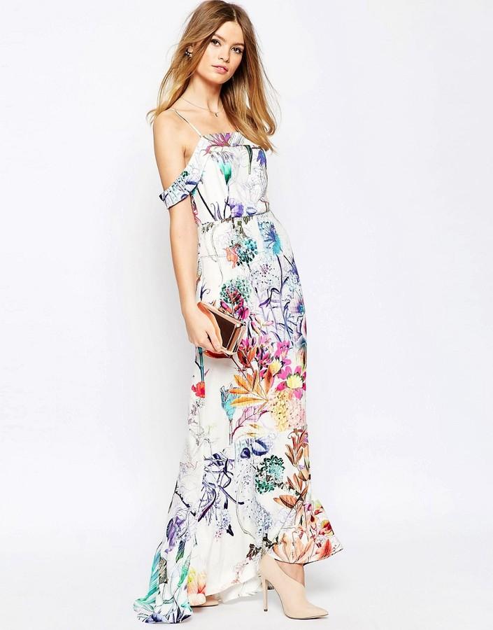 زفاف - ASOS WEDDING Bardot Fishtail Maxi In Floral Print