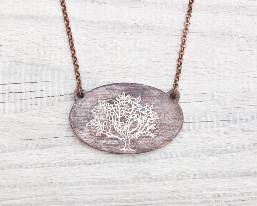 زفاف - Wooden Tree necklace, brown