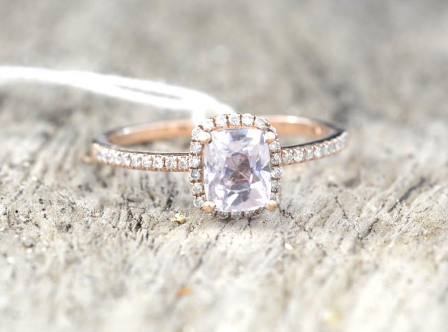 زفاف - Certified 1.25 carat untreated peach champagne sapphire, rose gold, diamonds halo engagement ring 943p-JOAN