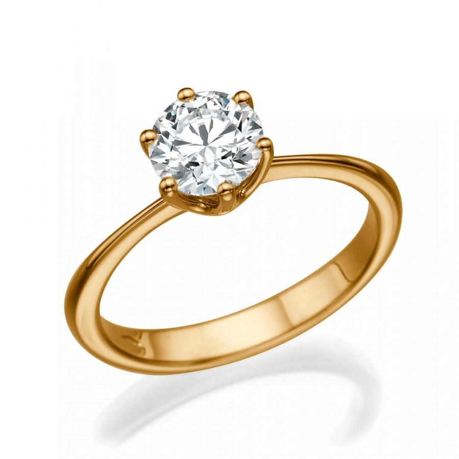 زفاف - 1.00 CT Classic Diamond Ring, 14K Rose Gold Engagement Ring, Delicate Gold Ring, Solitaire Ring, Diamond Engagement Ring