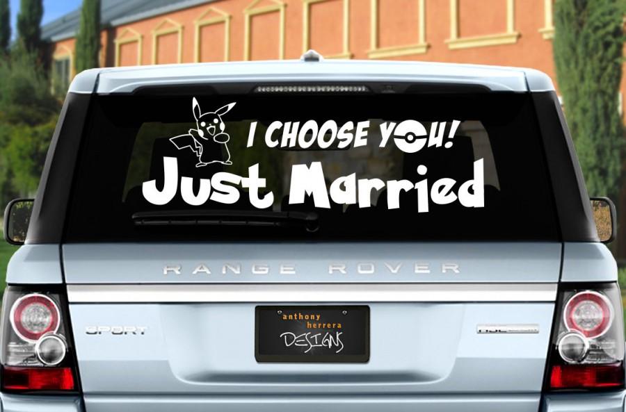 Mariage - Pokémon Just Married Wedding Vinyl Window Cling Decal