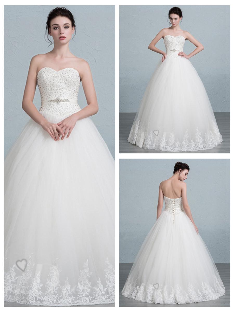 زفاف - Strapless Beaded Ball Gown Wedding Dress