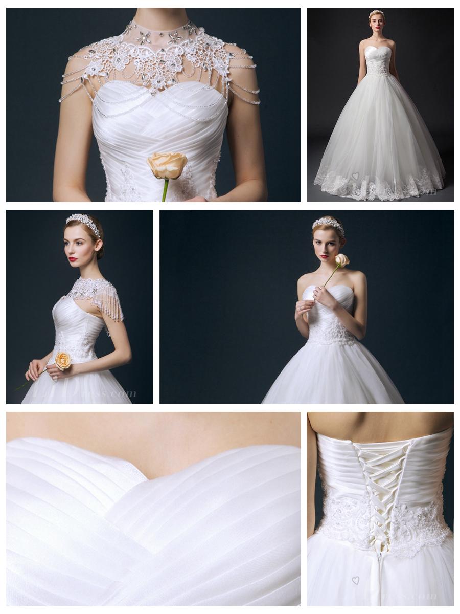 Wedding - Strapless Ruched Bodice Ball Gown Wedding Dress
