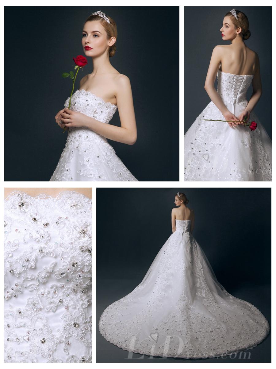 زفاف - Strapless Beaded A-line Wedding Dress
