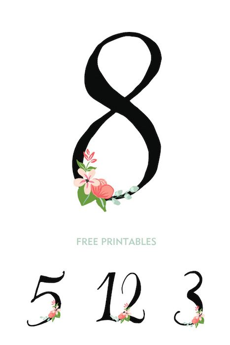 زفاف - Free Printable Table Numbers