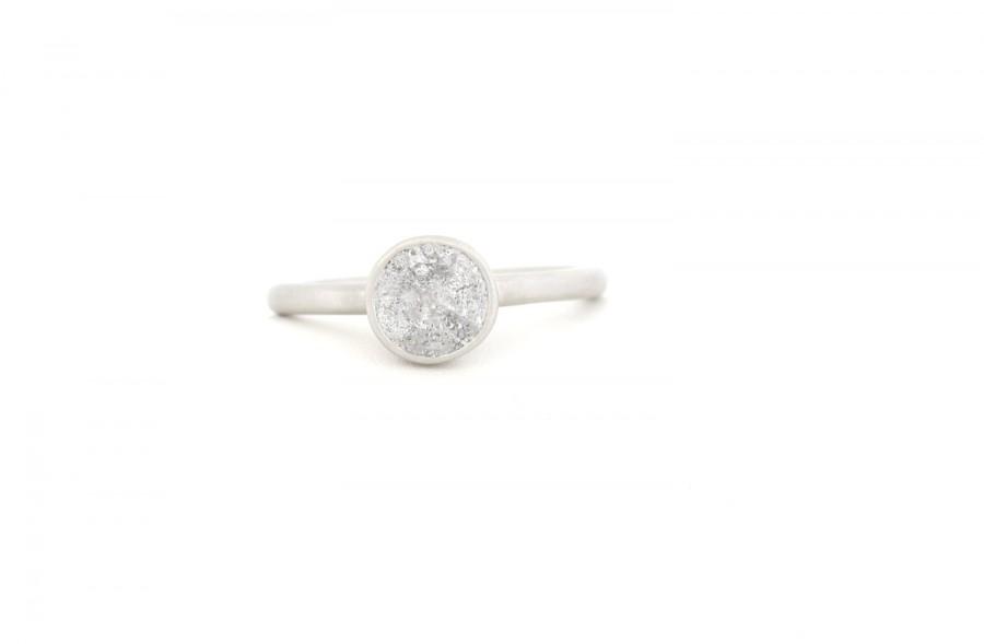 زفاف - ONE OF A Kind  1.16 Carat Salt and Pepper Diamond Bezel Engagement Ring Set in Matte White Gold