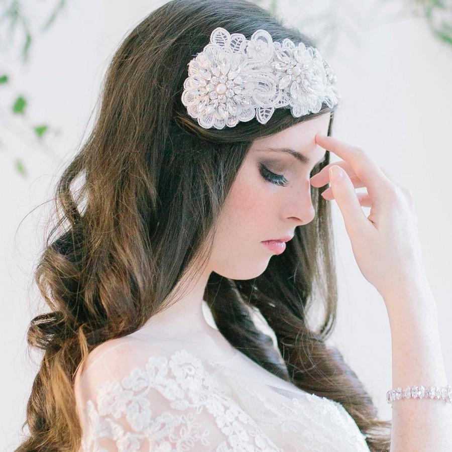 Hochzeit - Bridal Hair Accessory, lace headpiece, tiara - Aurelia
