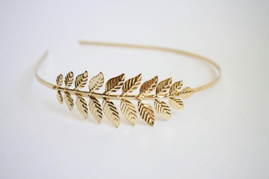 Mariage - Gold leaf head band, bridal headpiece, bride gold leaf wreath, bridesmaid hair accessory, bridesmaid headpiece, bridesmaid gift, leaf crown