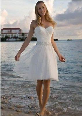 Hochzeit - Short Beach Chiffon Wedding Dress Bridal Gown Custom Size 2 4 6 8 10 12 14 16 18