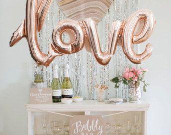 love script rose gold mylar balloons party celebration decor
