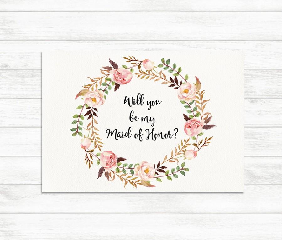 زفاف - Will You Be My Maid of Honor, Floral Printable Maid of Honor Card, Maid of Honor Proposal Card, Floral Bridesmaid Printable