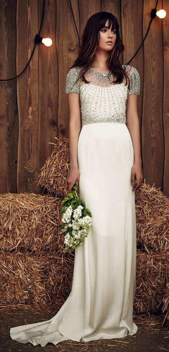 Hochzeit - Jenny Packham Spring 2017 Beaded Cap Sleeves Wedding Dress