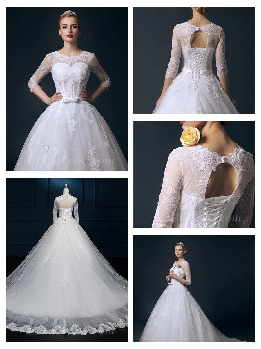 زفاف - Straps V-neck Beaded Lace Appliques A-line Wedding Dress