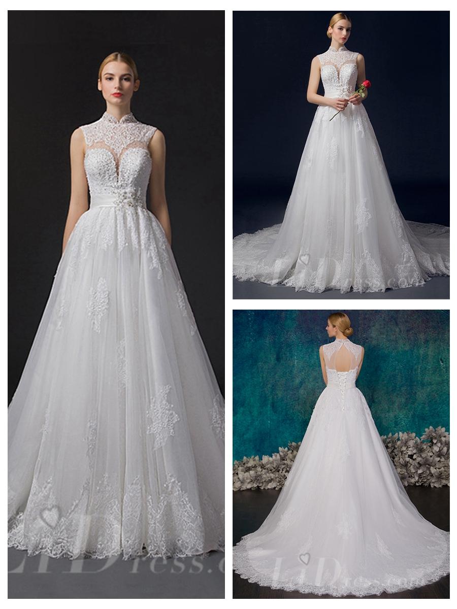 زفاف - Beaded High Neckline A-line Wedding Dress
