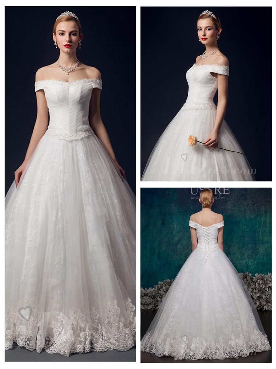 Mariage - Off the Shoulder A-line Lace Appliques Wedding Dress