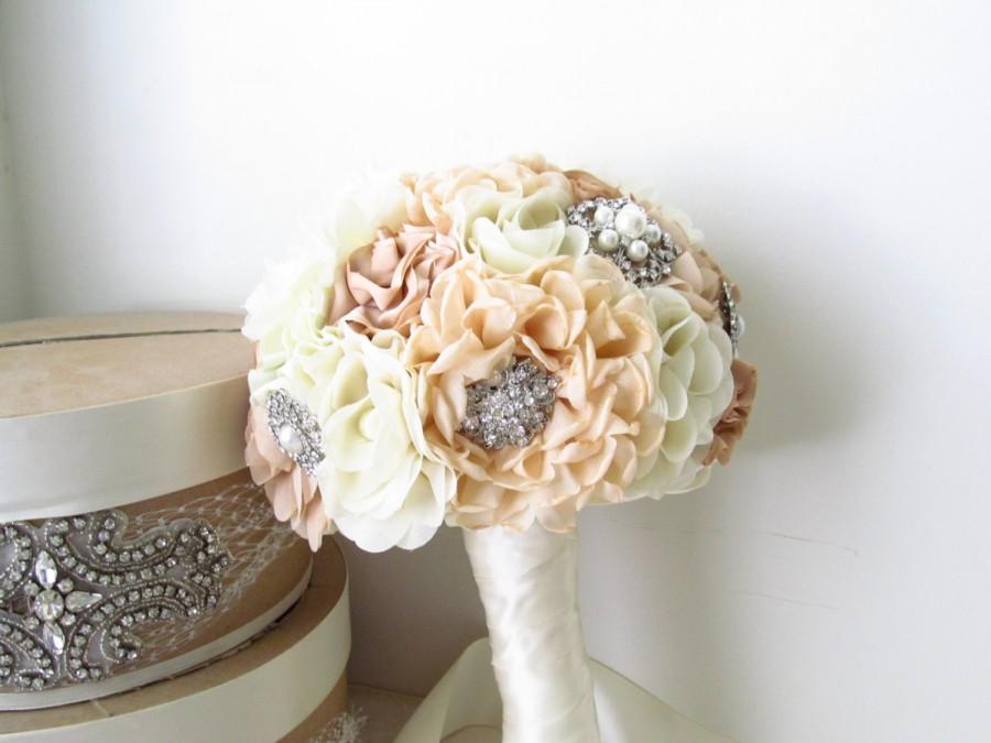 Hochzeit - Bridal Fabric Brooch Bouquet /  Brooch Bouquet  The Floriana