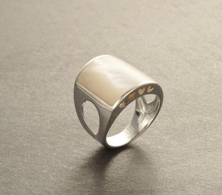 Mariage - Boho Silver Ring - Sterling Silver Ring - Mother of Pearl - Boho Ring - MOP Jewelry - Square Design Ring - Fashion Ring - shabby chic ring