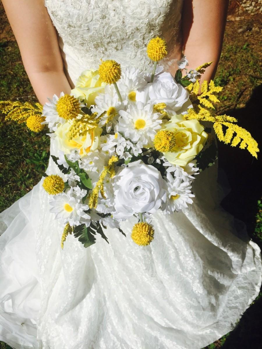 Свадьба - SALE!! Bridal bouquet. Large bouquet, bouquet, bridal bouquets, yellow, white. Yellow wedding bouquet. Keepsake bouquet