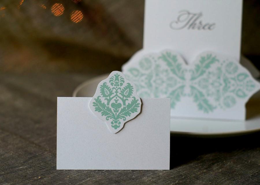 Mariage - Mint Damask escort cards, place cards,  weddings, parties and holiday entertaining