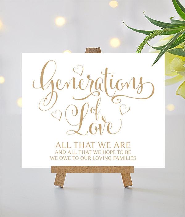 Hochzeit - Generations of Love Sign 