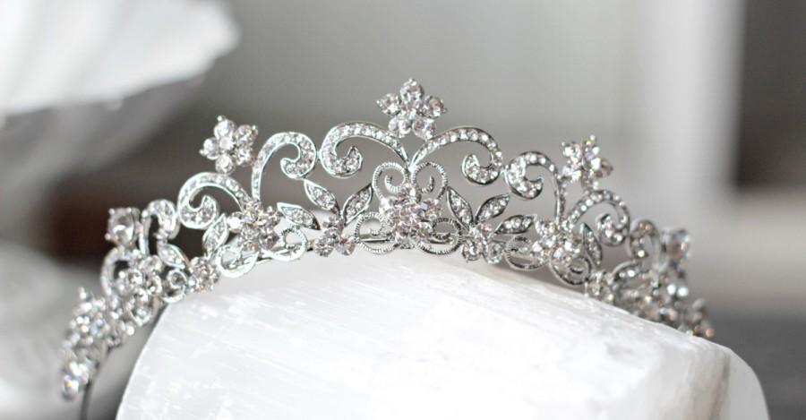 Wedding - Victorian Scroll Crystal Bridal Tiara, EDITH Swarovski Crystal Bridal Crown, Diadem, Crystal Wedding Tiara, Diamante Tiara, Bridal Tiara