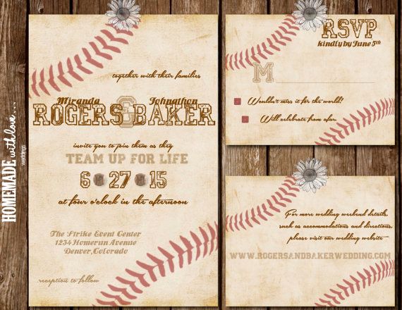 Свадьба - The Vintage Baseball Collection Set - Printable Wedding Invitation - DIY - Custom - Rustic - Sport - Red - Ivory - White - Brown