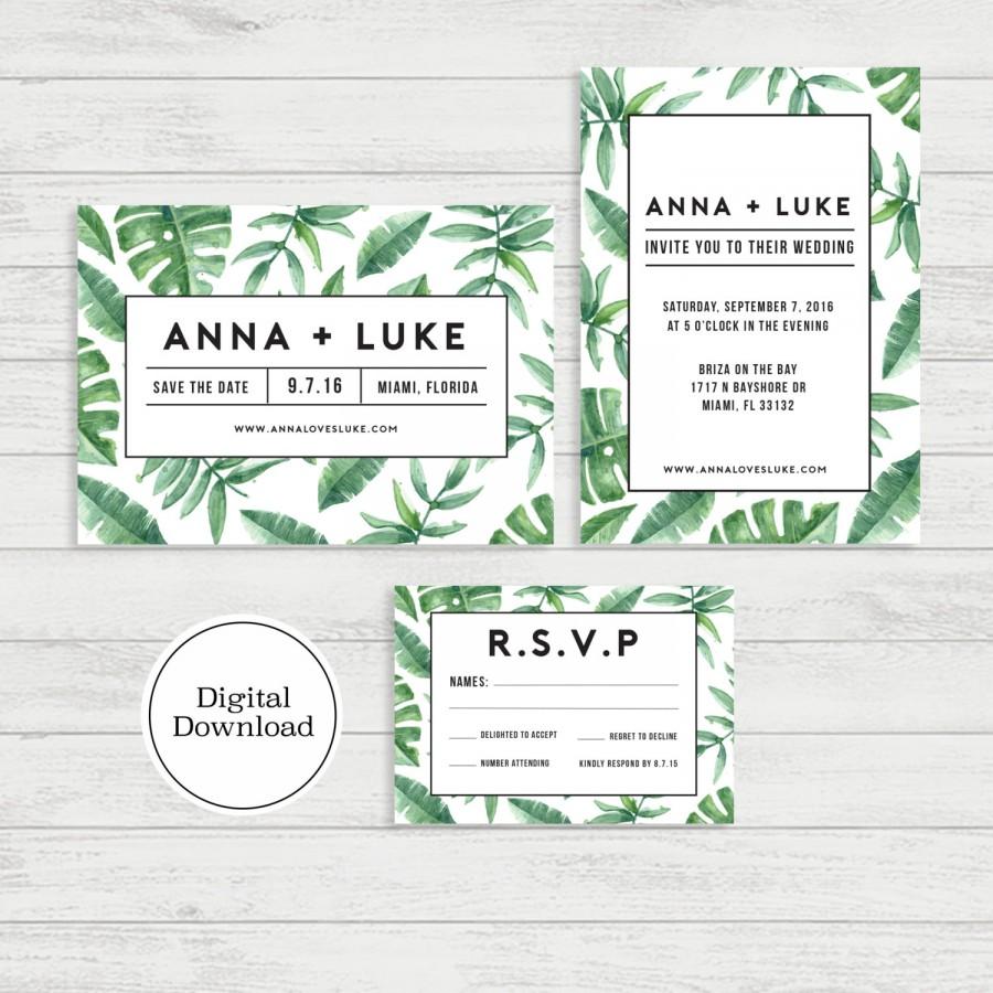 زفاف - Tropical Palm Wedding Invitation Set 