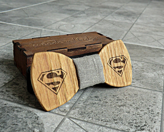 زفاف - Superman Bow Tie Groomsmen gift Superman gift Valentines gifts for him Wedding Gifts for Mens Wooden Bow Tie Boyfriend gift Fathers day