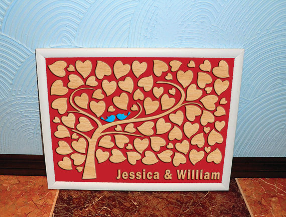 Mariage - Wedding Guest Book Alternative 3D Rustic Tree Wedding Guest Book Personalised Wooden Guest Book Custom Wedding Guestbook