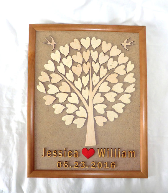 Hochzeit - 3D Wedding Guest Book Alternative Personalised Wooden Guest Book Custom Wedding Guestbook Rustic Tree Wedding Guest Book
