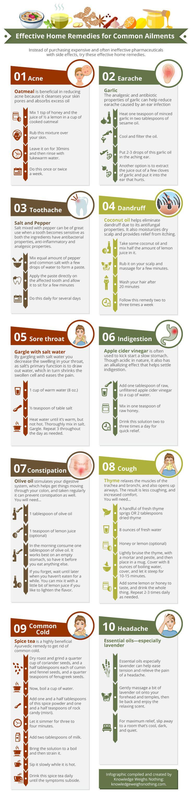 Hochzeit - Home Remedy Infographic For Common Ailments