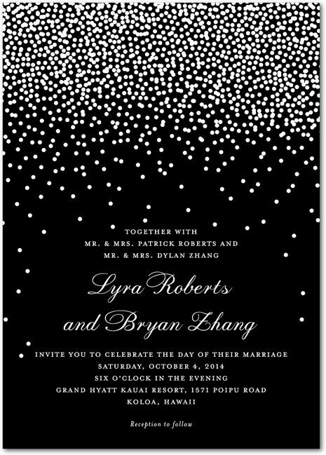 Wedding - Diamond Sky - Signature White Wedding Invitations In Black Or Smoke 