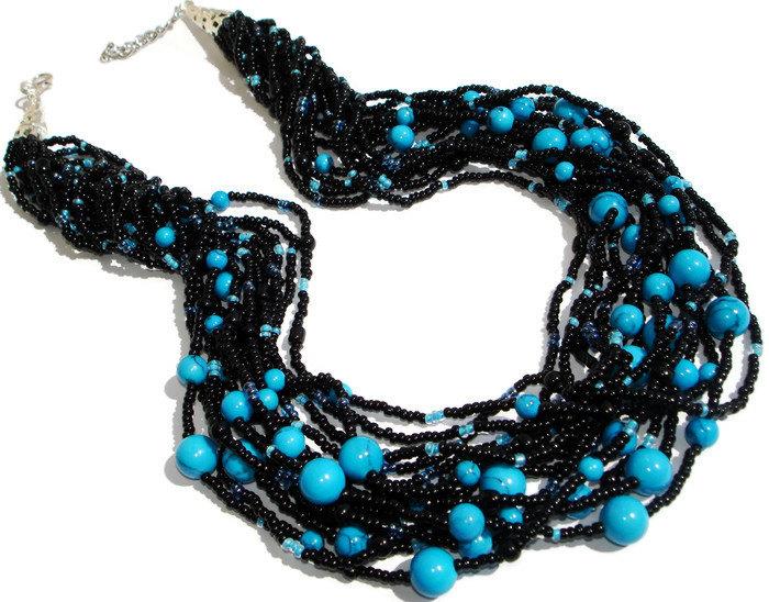 زفاف - Gifts for her birthday gift Turquoise necklace Multistrand necklace Bead necklace jewelry for mom Turquoise jewelry Gift for Women Wife gift