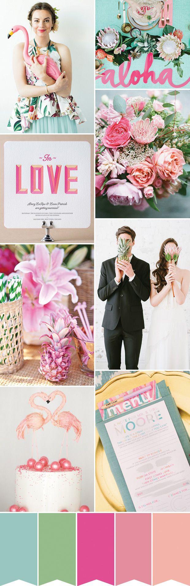 Hochzeit - Tropicana Fun! An Aqua And Pink Summer Wedding Palette
