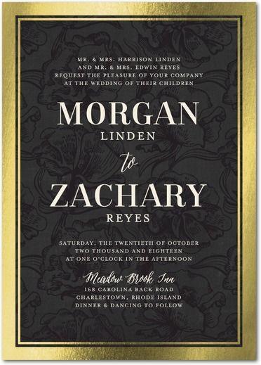 Свадьба - Remarkable Frame - Signature Foil Wedding Invitations In Black Or Chenille 
