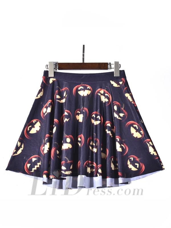 زفاف - Womens Boutique With Best Selling Digital Printing Halloween Pumpkin Lantern Pleated Skirts Skt1219