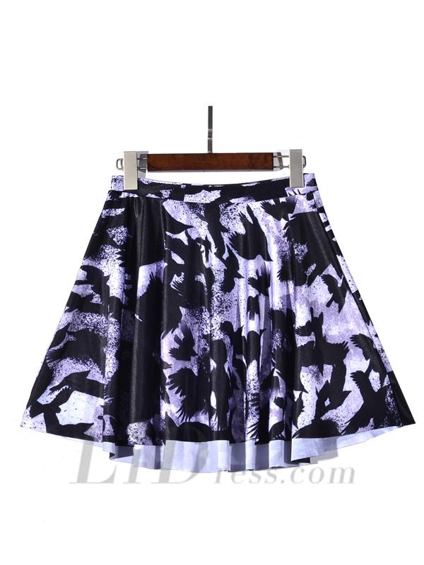 Mariage - 2016 New Hot Digital Printing Gray And Purple Crow Skirt Skt1217
