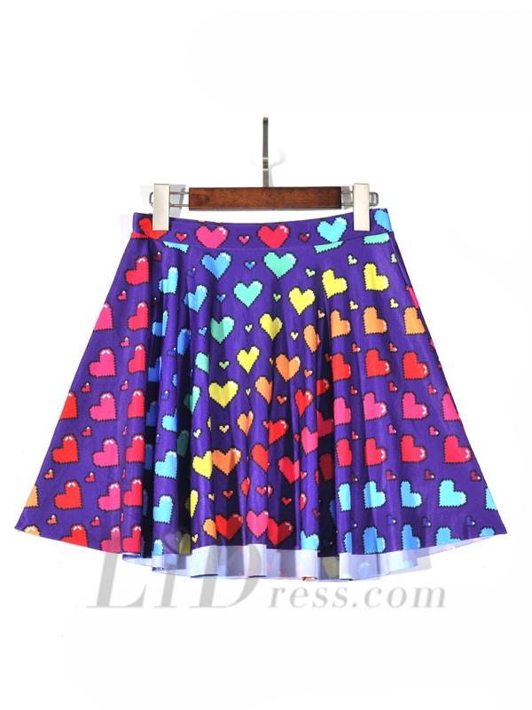 Wedding - Wholesale And Retail Selling Of Digital Printing Color Love Pleated Short Skirts Skt1215