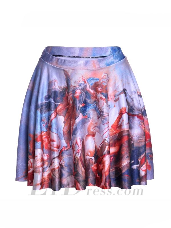 زفاف - Womens Boutique Fan Series With Best Selling Digital Printing War Painting Pleated Skating Skirt Skt1210