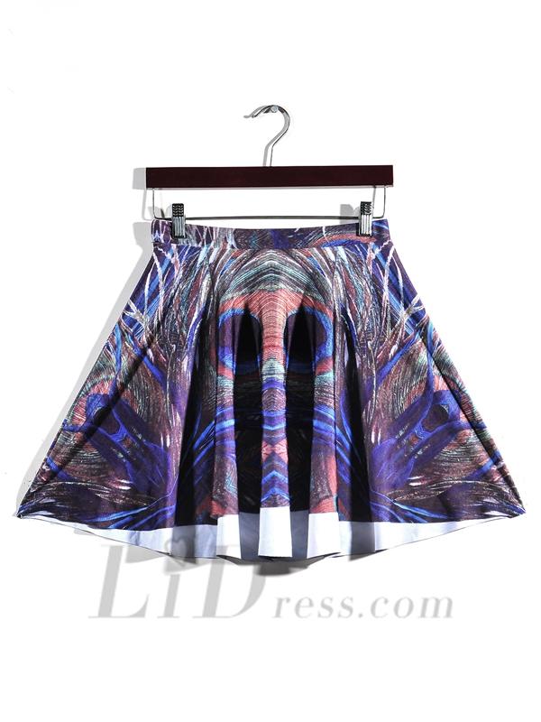 Mariage - Hot Digital Printing Peacock Feather Pleated Skirts Skt1202