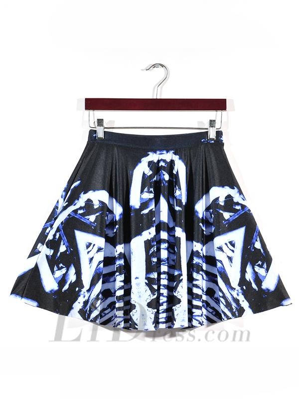 زفاف - Hot Selling Women Pleated Digital Printing Blue Skirt Skt1199