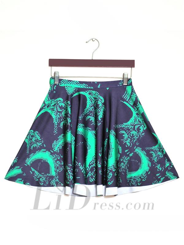 زفاف - The Digital Print Dragon Summer Pleated Skirt Skt1173