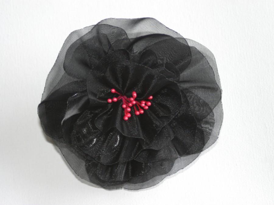 Mariage - Black Flower, Floral Hair Pin, Black Hair Accessory, Fabric Flower, Black Accessory, Evening Accessory