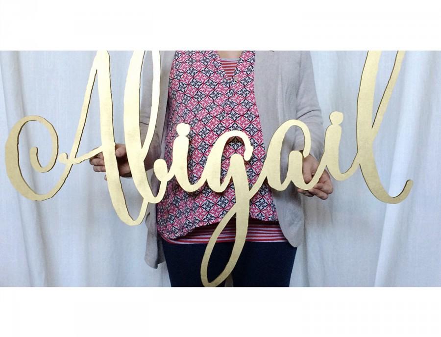 Large Laser Cut Name Sign, Abigail Calligraphy Style ...