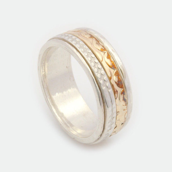 Hochzeit - Unisex Spinner Ring, Silver Spinner Ring, Gold Spinner Ring, Spinner Ring, Spinning Ring, Worry Ring, Fidget Ring, Meditation Ring MR1941GF