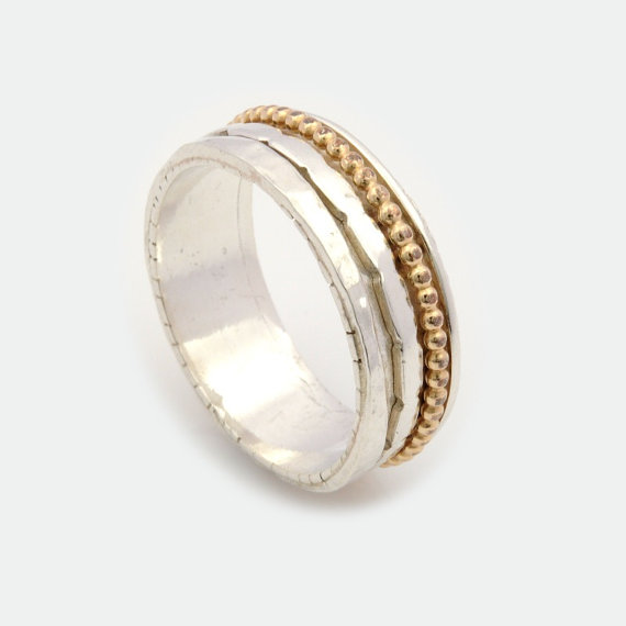 Hochzeit - Unisex Spinner Ring, Silver Spinner Ring, Gold Spinner Ring, Spinner Ring, Spinning Ring, Worry Ring, Fidget Ring, Meditation Ring DR2004GF