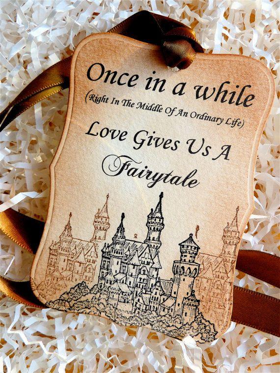 زفاف - Fairytale Love Tags, Favor Tags, Wedding Wish Tree Tags, Vintage Inspired - Five Tags